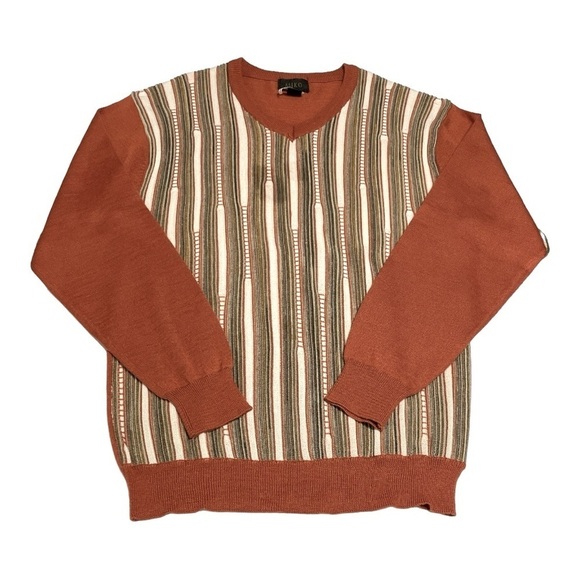 MIKO Mens V Neck Wool Blend Sweater, Rust, size XXL - Picture 3 of 5